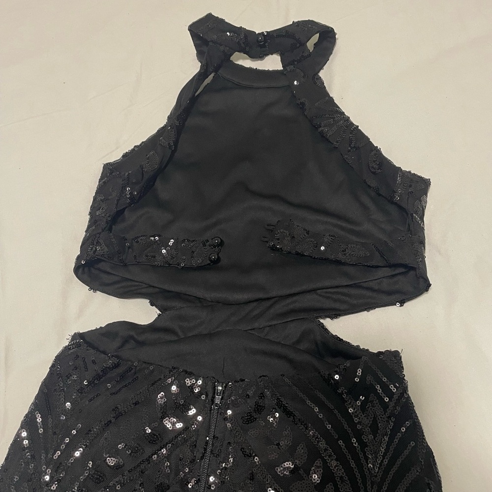 Windsor Black Halter Sequin Gown - Picture 3 of 12